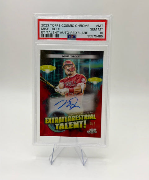 2023 Topps Cosmic Mike Trout Extraterrestrial Talent Red Flare Auto /5