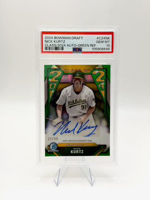 2024 Bowman Chrome Nick Kurtz Class of 2024 Green Auto /99